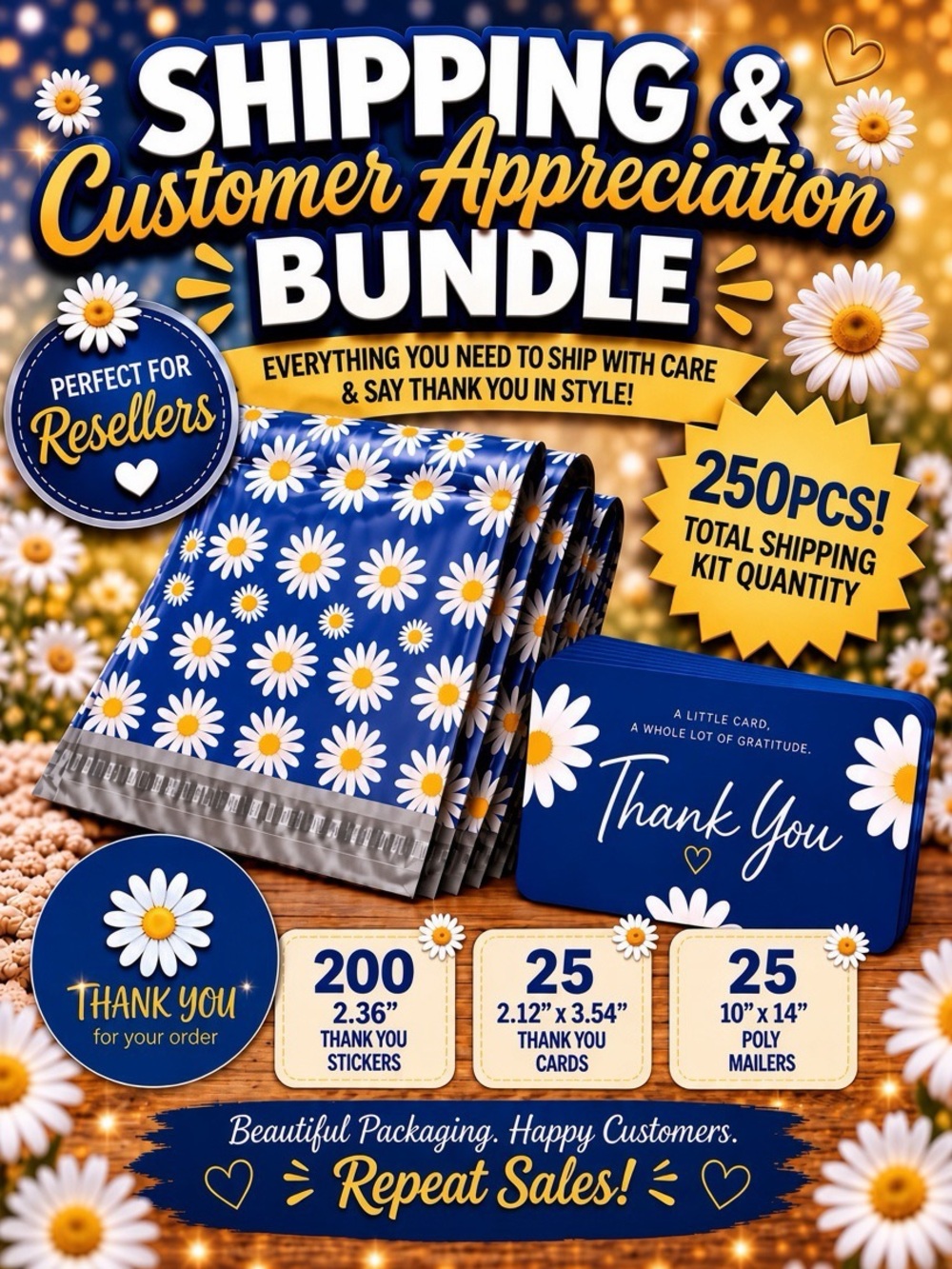 250PC Bundle - 25 Poly Mailers, 25 Cards & 200 Stickers - Picture 5 of 5